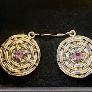 925 unique basket wove silver with amethyst